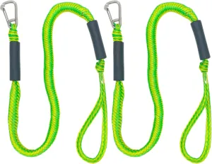 Perixir Dock Bungee Lines for Boats, Dock Lines with Carabiner, Boat Ropes for Docking, Kayak Jet Ski Boat Accessories Marine (Green 2 Pack)