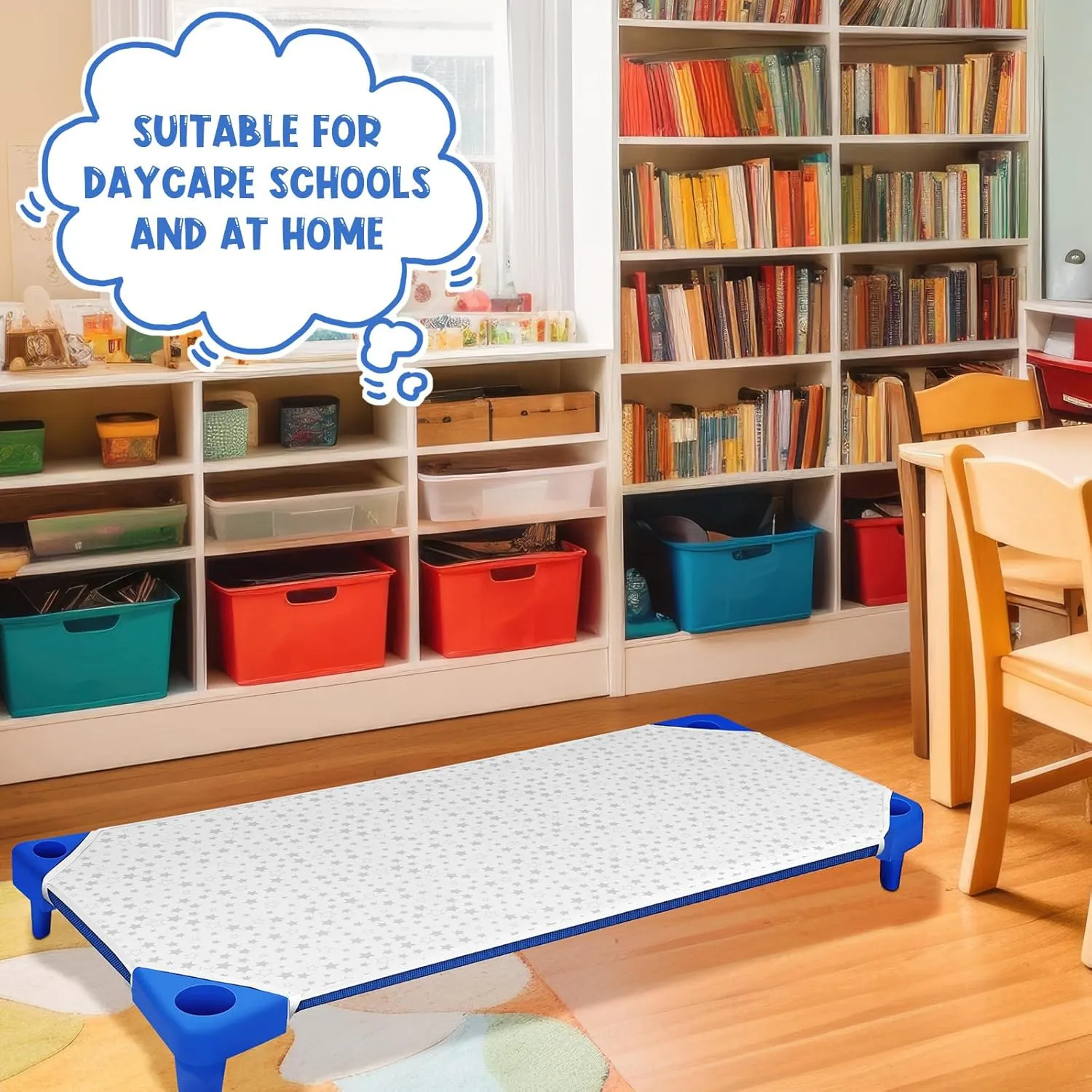 Peryiter 6 Pcs Nap Mat Sheets Cot Sheets for Daycare Toddler Standard Size 24" x 51" Star Pattern with Corner Elastic Loops Bed Fitted Cot Crib for Children Kids Boys Girls (White)