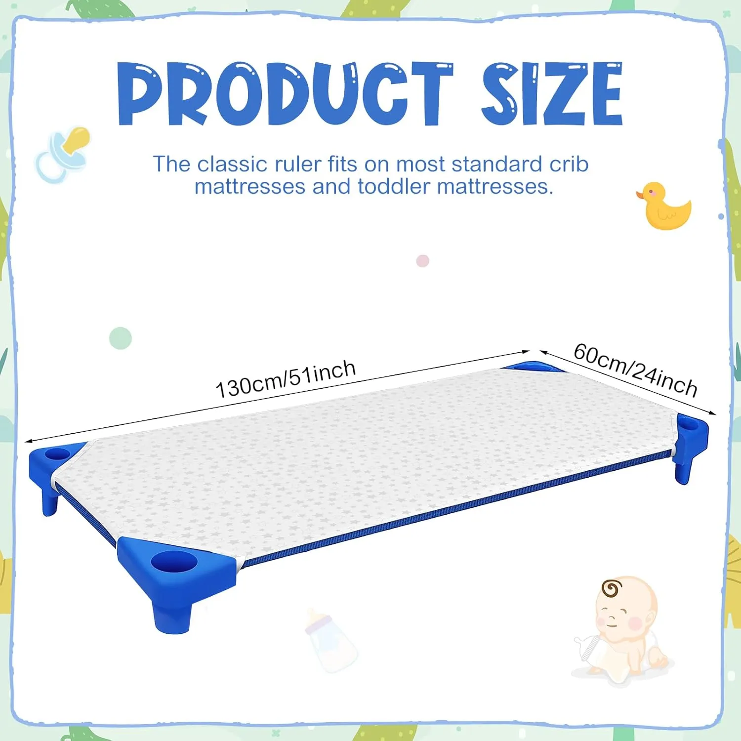 Peryiter 6 Pcs Nap Mat Sheets Cot Sheets for Daycare Toddler Standard Size 24" x 51" Star Pattern with Corner Elastic Loops Bed Fitted Cot Crib for Children Kids Boys Girls (White)