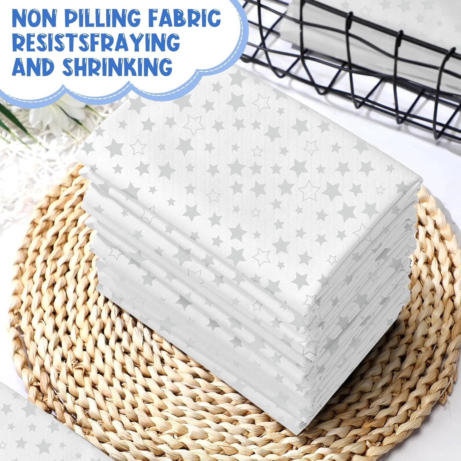 Peryiter 6 Pcs Nap Mat Sheets Cot Sheets for Daycare Toddler Standard Size 24" x 51" Star Pattern with Corner Elastic Loops Bed Fitted Cot Crib for Children Kids Boys Girls (White)