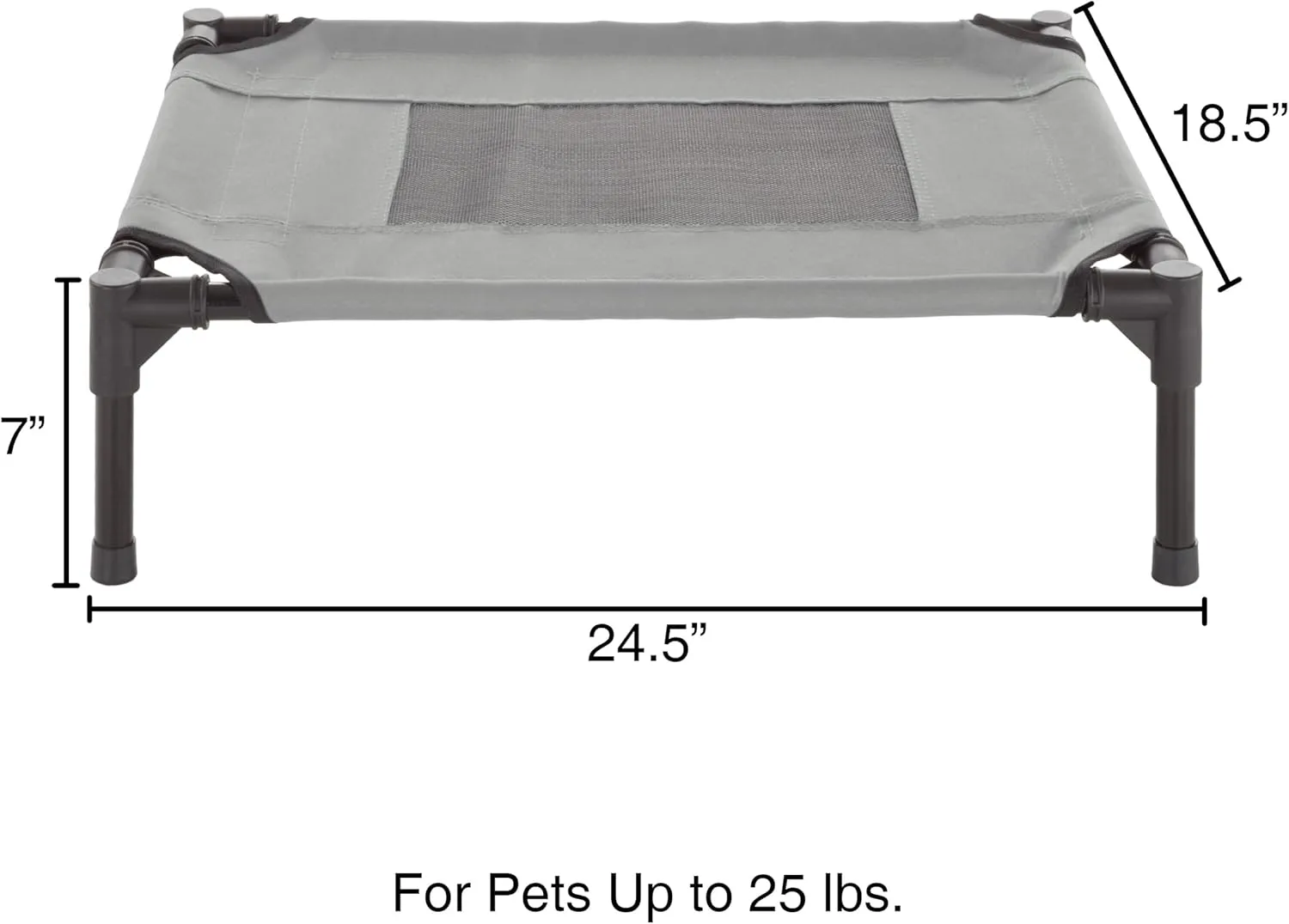 PETMAKER Elevated Dog Bed - 24.5x18.5-Inch Portable Pet Bed with Non-Slip Feet - Indoor/Outdoor Dog Cot or Puppy Bed for Pets up to 25lbs (Gray)