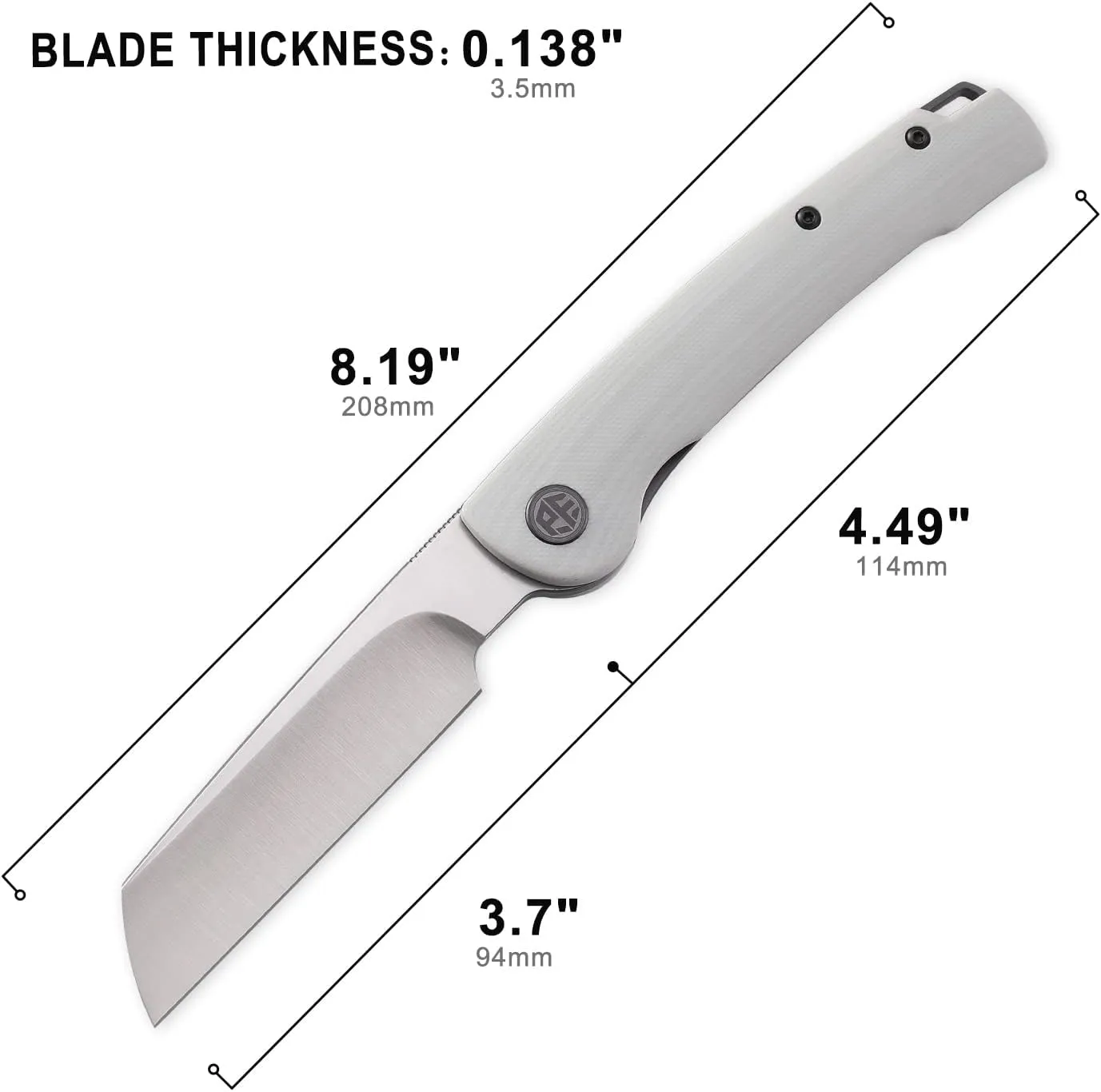 Petrified fish PFE04 Scholar,3.7" 154CM Satin Blade,111.4g G10 Handel Front Flipper Liner lock Folding knife (White G10 Handle)