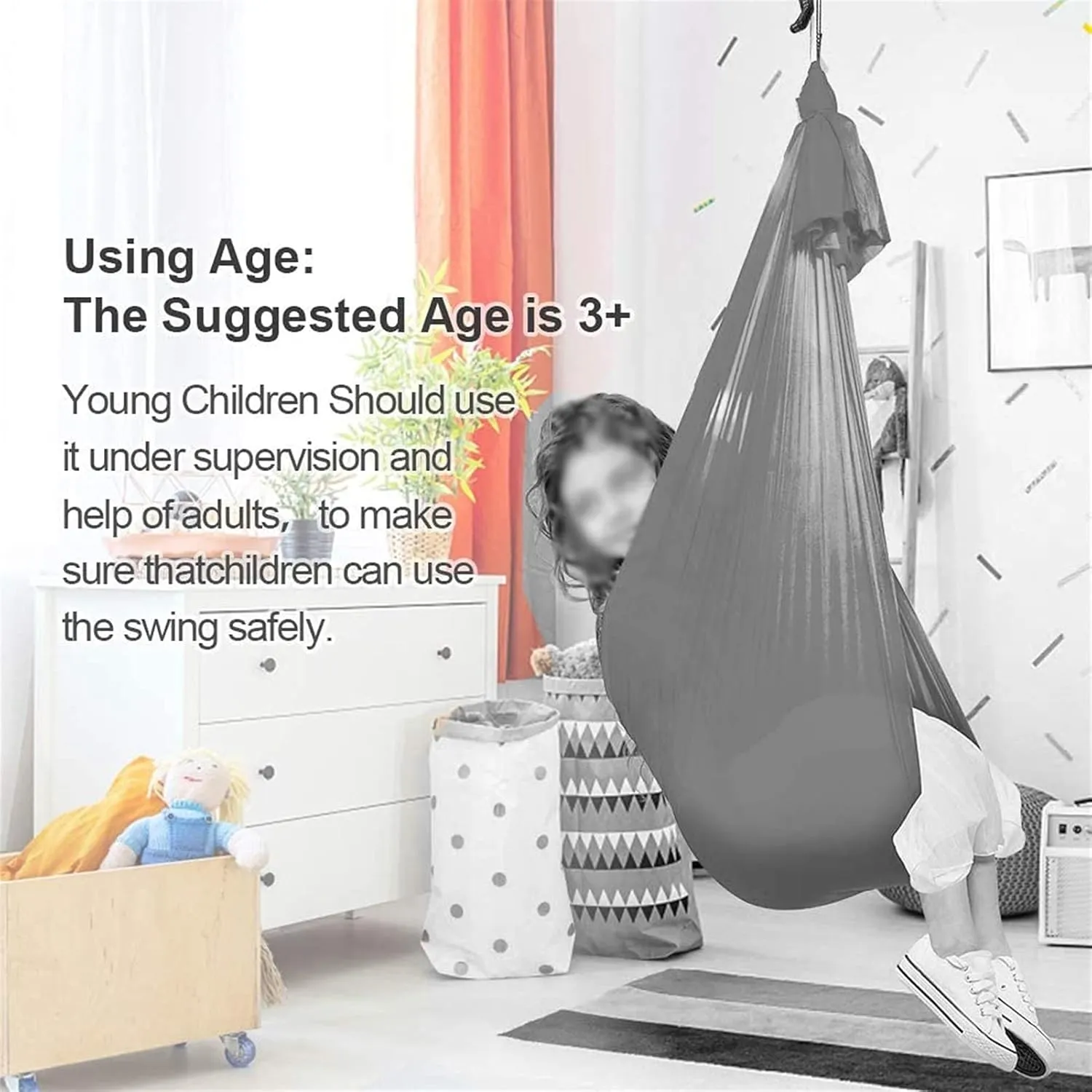 Physical Therapy Swing for Kids Autism, Adjustable Breathable Cuddle Hammock Indoor- Has A Calming Effect On Children (Hanging Hardware Included), Up to 440 Lbs (200 Kg)
