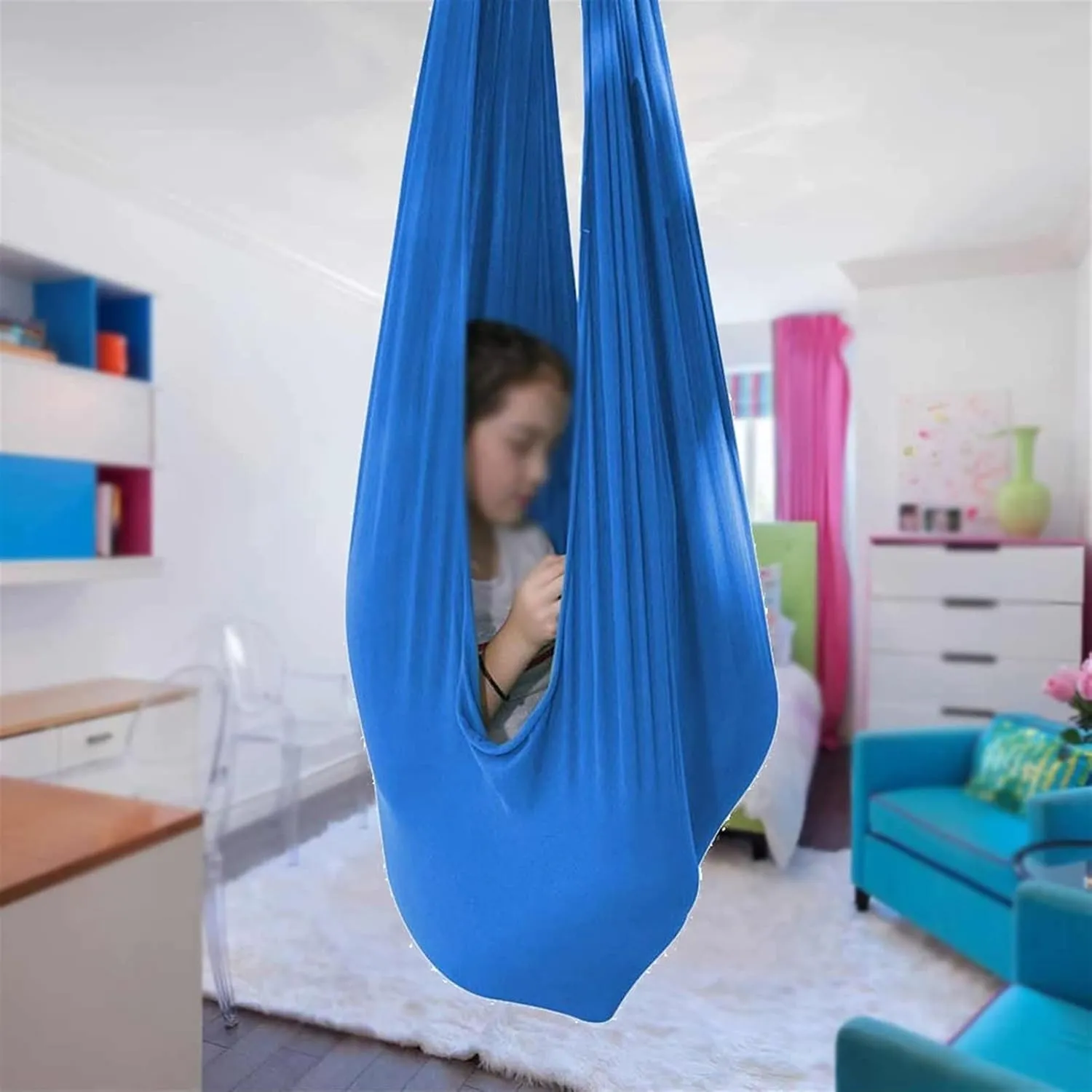 Physical Therapy Swing for Kids Autism, Adjustable Breathable Cuddle Hammock Indoor- Has A Calming Effect On Children (Hanging Hardware Included), Up to 440 Lbs (200 Kg)