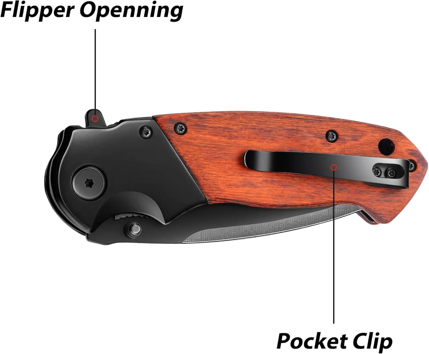 Pocket Knife for Dad - “WOLRD'S BEST DAD” Engraved Wood Handle Folding Knife with Premium Gift Box - Ideal Father’s Day, Christmas, Birthday, Retirement, Thank You, or New Dad Gift