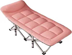 Portable Bed for Adults Queen Size, Stable Load-Bearing Comfortable Headrest PP Cotton, Folding Camping Cot, for Home Outdoor Travel