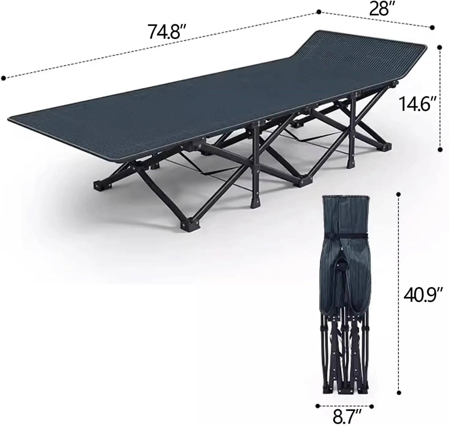 Portable Camping Cot Double Layer Oxford Camping Cots for Adults Load 551lb Foldable Camping Cot Tilt Structure Lounge Chair