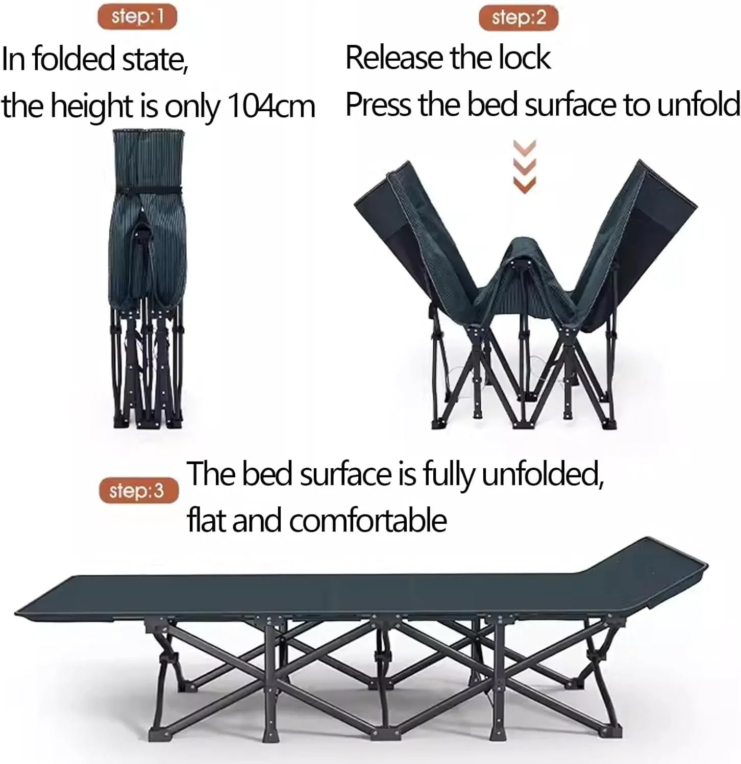 Portable Camping Cot Double Layer Oxford Camping Cots for Adults Load 551lb Foldable Camping Cot Tilt Structure Lounge Chair