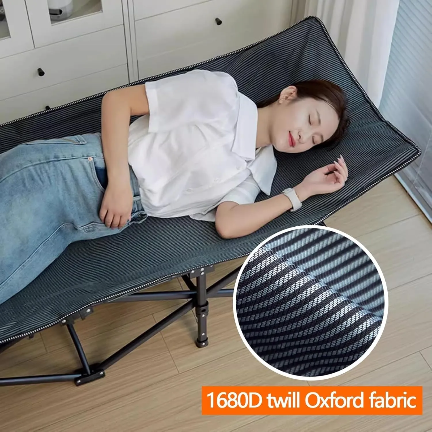 Portable Camping Cot Double Layer Oxford Camping Cots for Adults Load 551lb Foldable Camping Cot Tilt Structure Lounge Chair