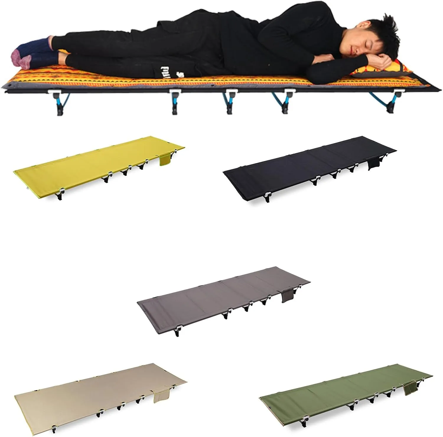 Portable Camping Fishing Hiking Bed Outdoor Beach Travel Sleep Fishing Cot Folding Bed for Outdoor Travel Backpacking Camping Cot