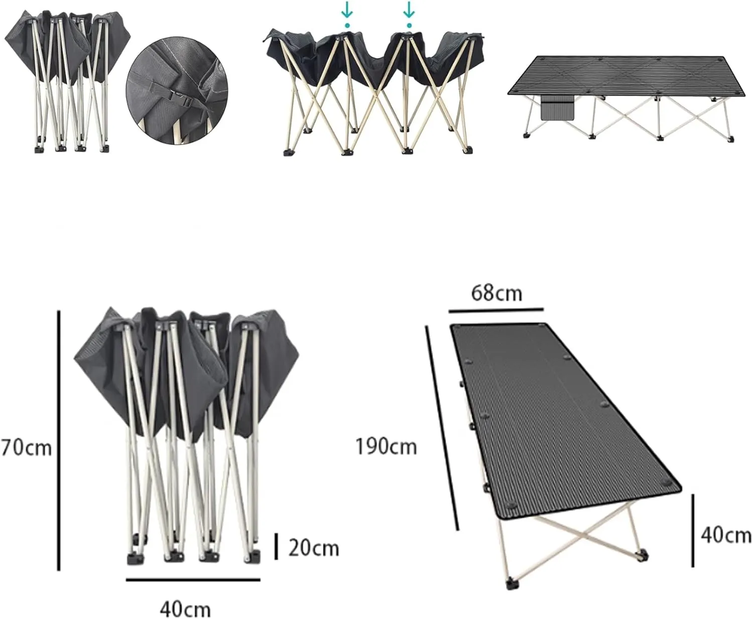 Portable Folding Adult Bed,Camping Cot Folding Camping Bed for Adults, 190 * 68cm Heavy Duty Comfortable Sleeping Cots, Sturdy Portable Rollaway Bed for Outdoor Travel Indoor Office - Load