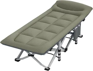 Portable Folding Adult Bed,Camping Cot Folding Camping Cot for Adults, Wide Sturdy Portable Sleeping Cot, Folding Camping Cot with Mattress, Portable Lounge Chair Sleeping Cots Bed (A)