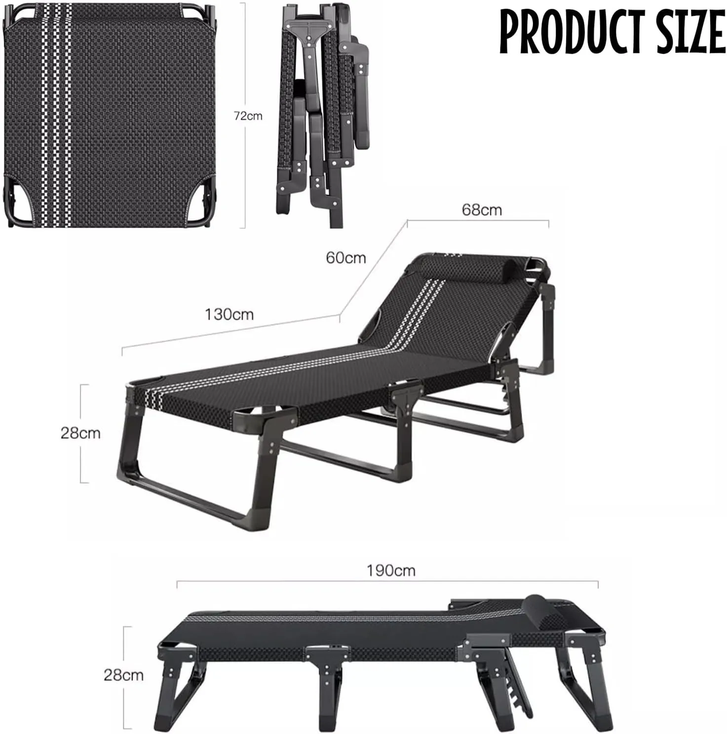 Portable Folding Adult Bed,Camping Cot Sleeping Cots for Adults, 5Position Folding Chaise Lounge Chairs Outdoor, Folding Camping Cot, Folding Cot Camping Cot for Adults Portable Folding O
