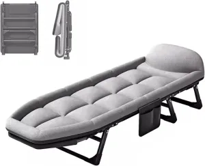 Portable Folding Bed for Adults Camping Cot for Adults 6 Position Adjustable Backrest, Supports 250kg Perfect for Camping Pool Beach Patio(6 Legs/8 Legs)(170 * 55 * 40cm)