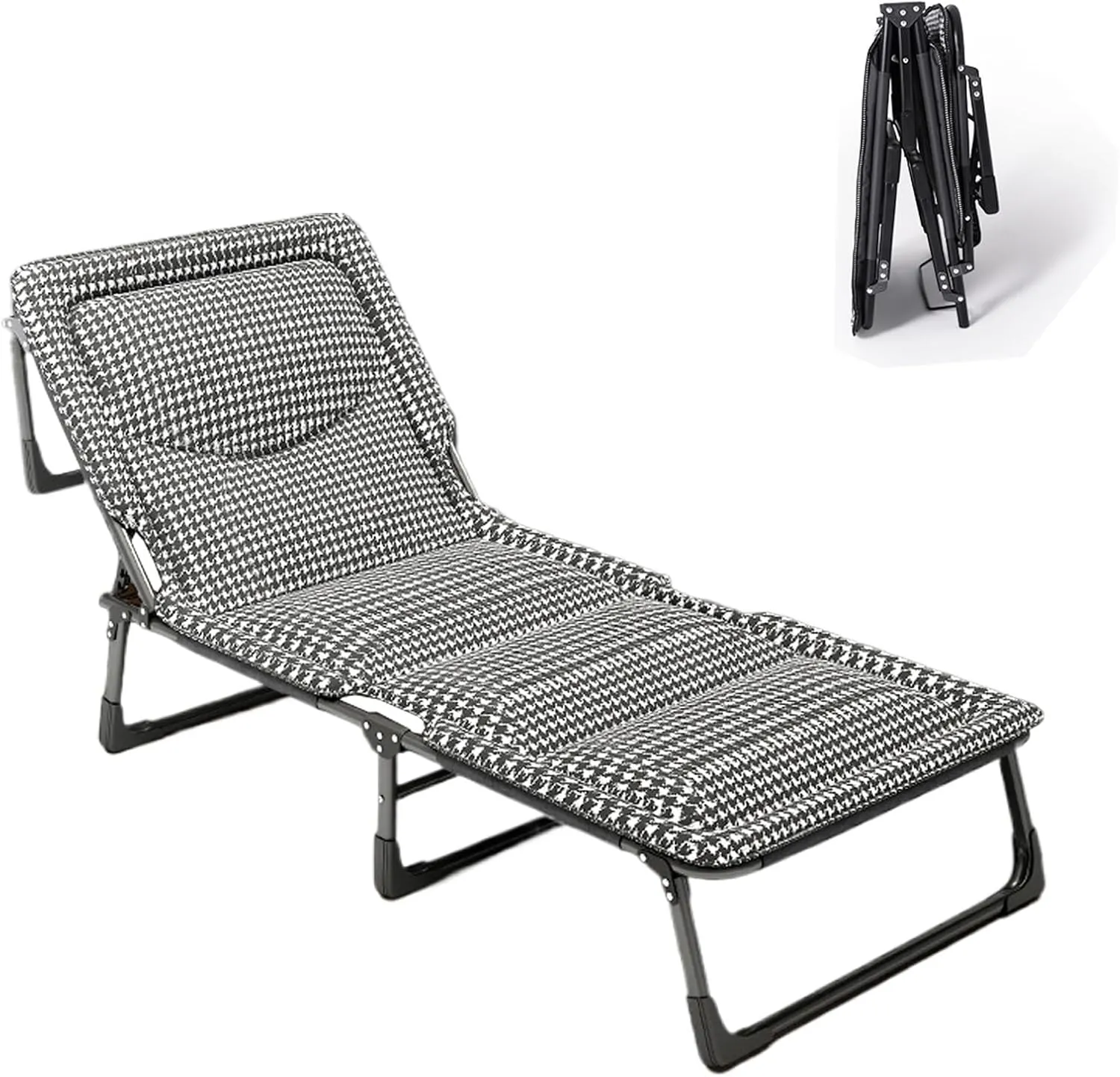 Portable Folding Bed with Mattress, Good Load-bearing Capacity Adjustable Fit to The Human Body, Camping Cot, for Home Outdoor Travel(175 * 56CM)