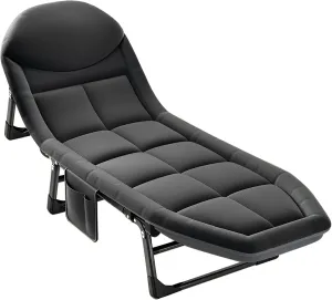 Portable Folding Camping Cot Bed, Adjustable Lounge Chair Outdoor Reclining Chaise, 78"x24" Sleeping Cot Chair for Travel and Office (Color : Light Gray)