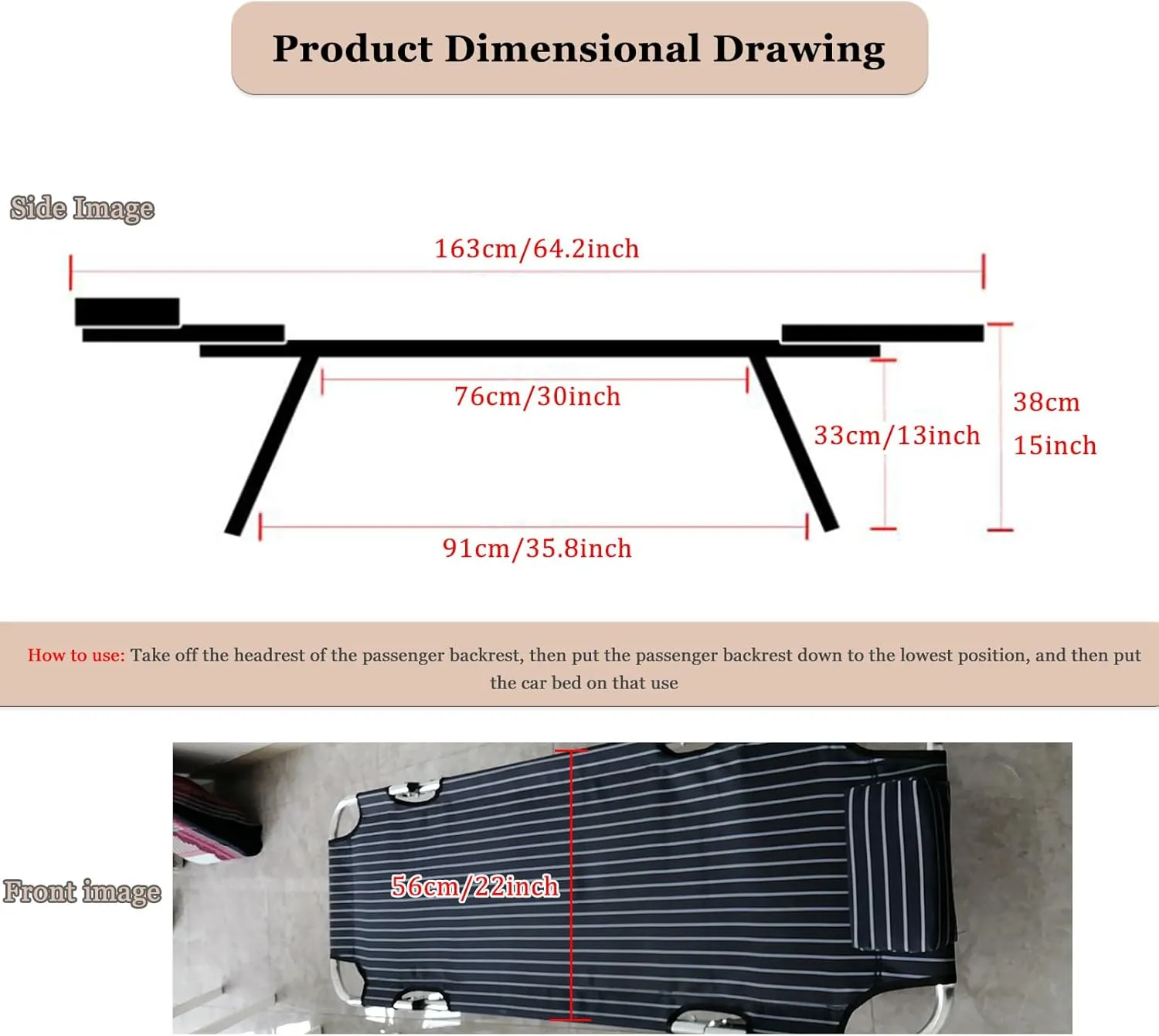 Portable Folding Camping Cot Car Trave Bed Non-Inflatable Portable Universal Sleeping Solution Camp Essentials Bed Office Outdoor Camping Bed Road Trip Camping Bed