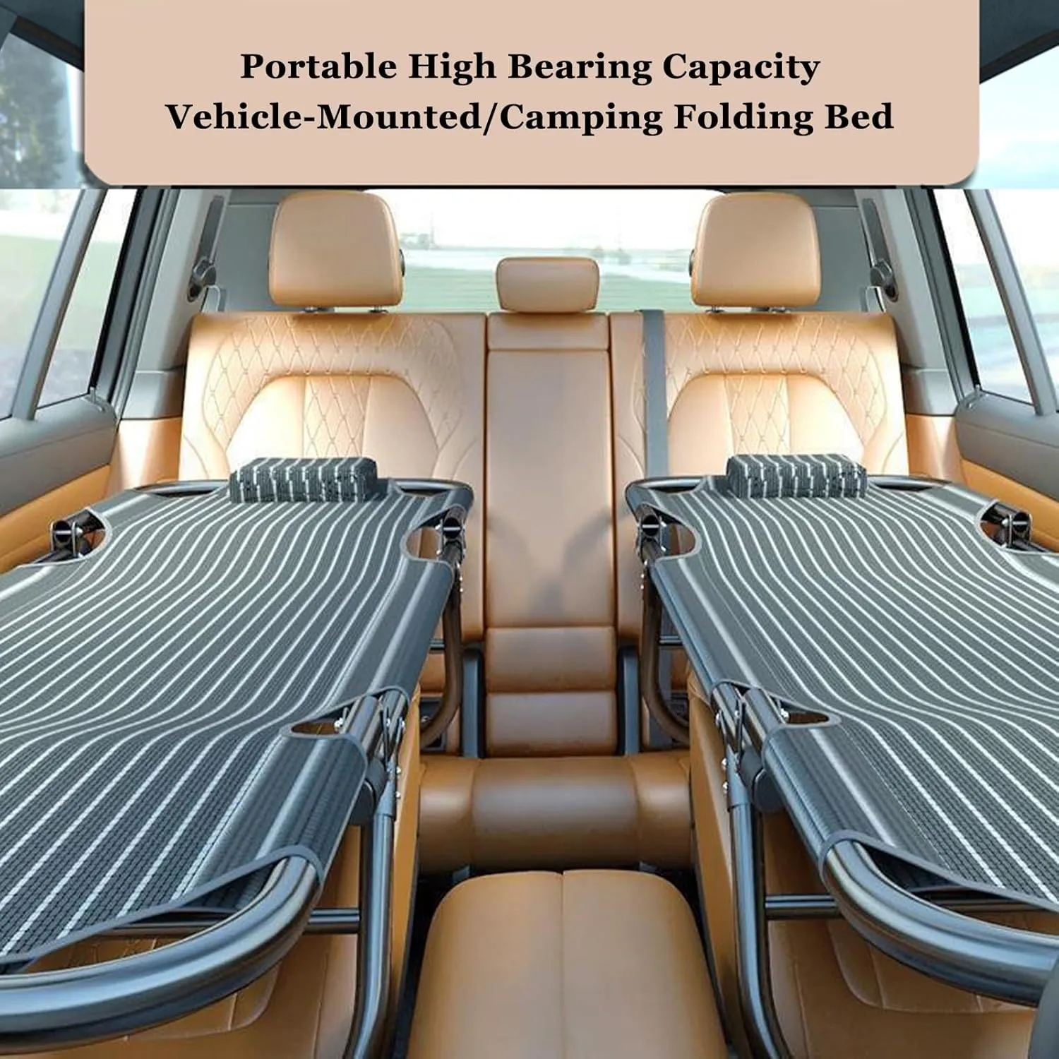 Portable Folding Camping Cot Car Trave Bed Non-Inflatable Portable Universal Sleeping Solution Camp Essentials Bed Office Outdoor Camping Bed Road Trip Camping Bed