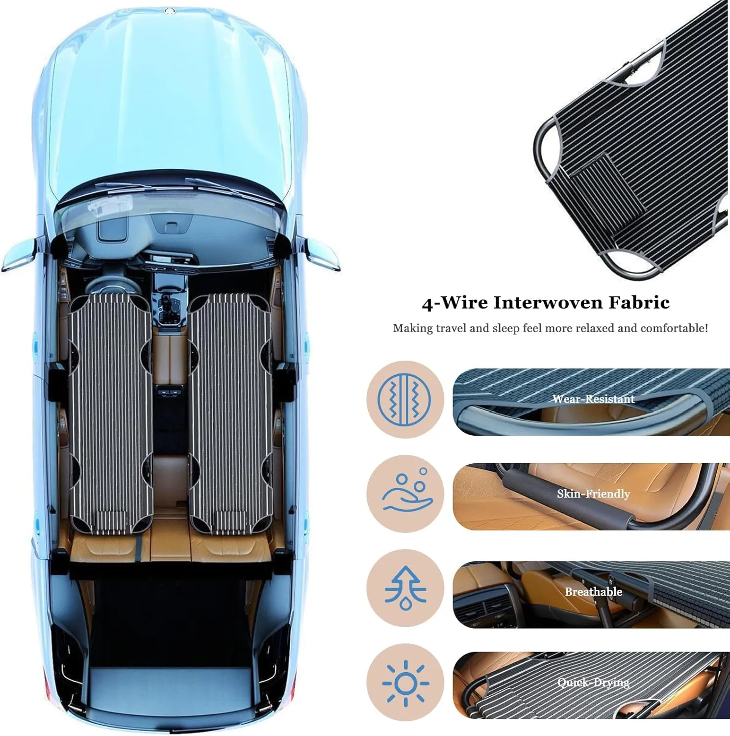 Portable Folding Camping Cot Car Trave Bed Non-Inflatable Portable Universal Sleeping Solution Camp Essentials Bed Office Outdoor Camping Bed Road Trip Camping Bed