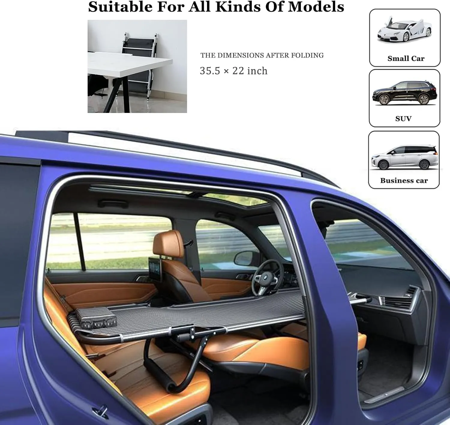 Portable Folding Camping Cot Car Trave Bed Non-Inflatable Portable Universal Sleeping Solution Camp Essentials Bed Office Outdoor Camping Bed Road Trip Camping Bed