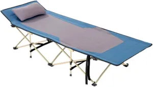 Portable Folding Camping Cot, Heavy Duty Adult Cot for Outdoor & Indoor Use, Supports 102kg (Blue 190x71x45cm)