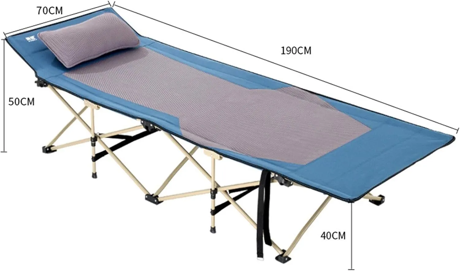 Portable Folding Camping Cot, Heavy Duty Adult Cot for Outdoor & Indoor Use, Supports 102kg (Blue 190x71x45cm)
