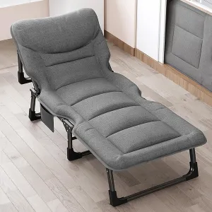 Portable Folding Camping Cot, Heavy Duty Sleeping Cot Bed Portable Adults Outdoor Bed with 4-speed Adjustment, Adults Reclining Lounge Chairs with Pillow, 160KG Weight Capacity, for Outdoor Travel