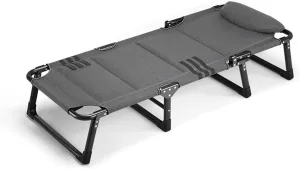 Portable Folding Camping Cot, Sleeping Cots Bed with Pillow, Triple Folding Bed, Heavy Duty Guest Bed with Four-Way Adjustable backrest for Outdoor Travel Camp Beach Vacation