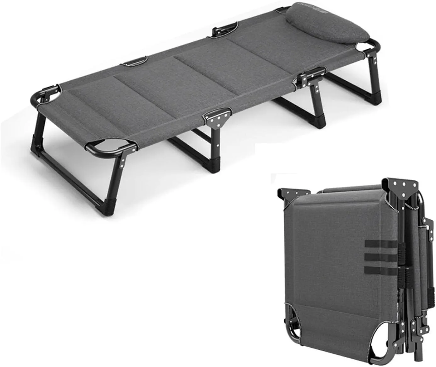 Portable Folding Camping Cot, Travel Camp Cots, Sleeping Cots Bed with Pillow, Heavy Duty Guest Bed for Tent Outdoor Hiking Travel Beach Office Nap