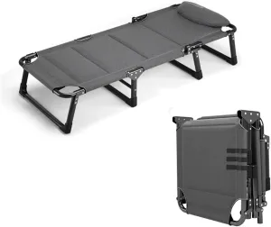 Portable Folding Camping Cot, Travel Camp Cots, Sleeping Cots Bed with Pillow, Heavy Duty Guest Bed for Tent Outdoor Hiking Travel Beach Office Nap