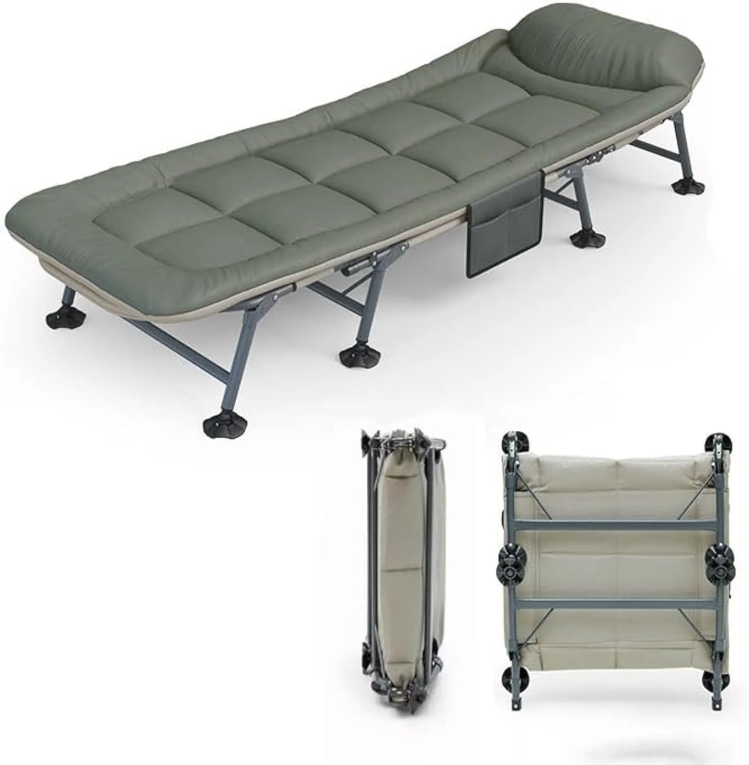 Portable Folding Camping Cot with Mattress Pillow, Heavy Duty Oxford Fabric, Comfortable Guest Bed for Home, Office, Outdoor Travel