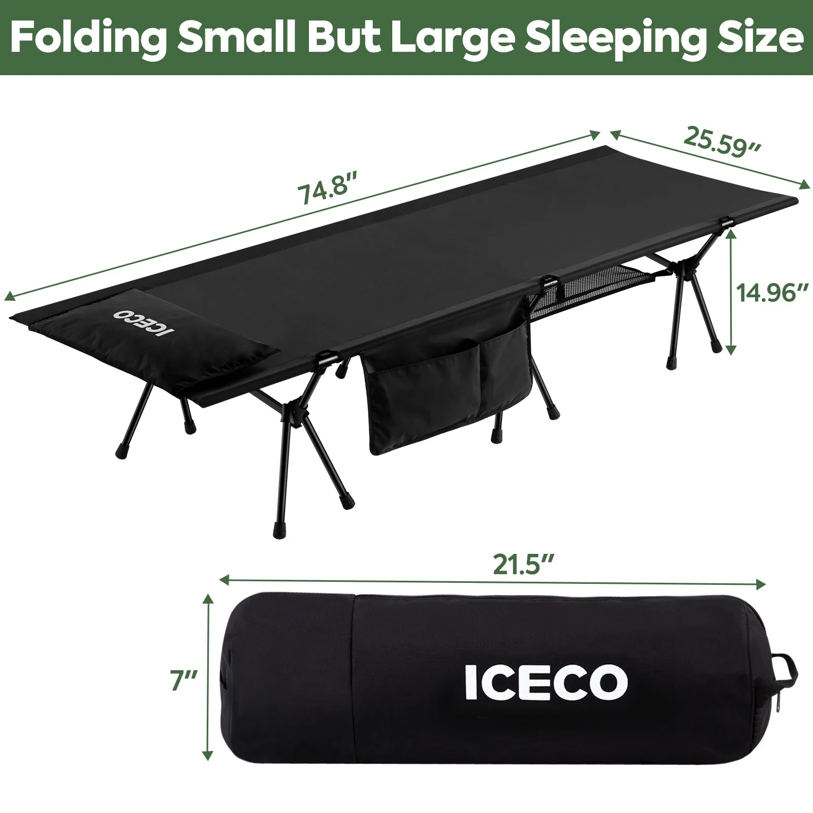 Portable L Size Camping Cot | ICECO Outdoor