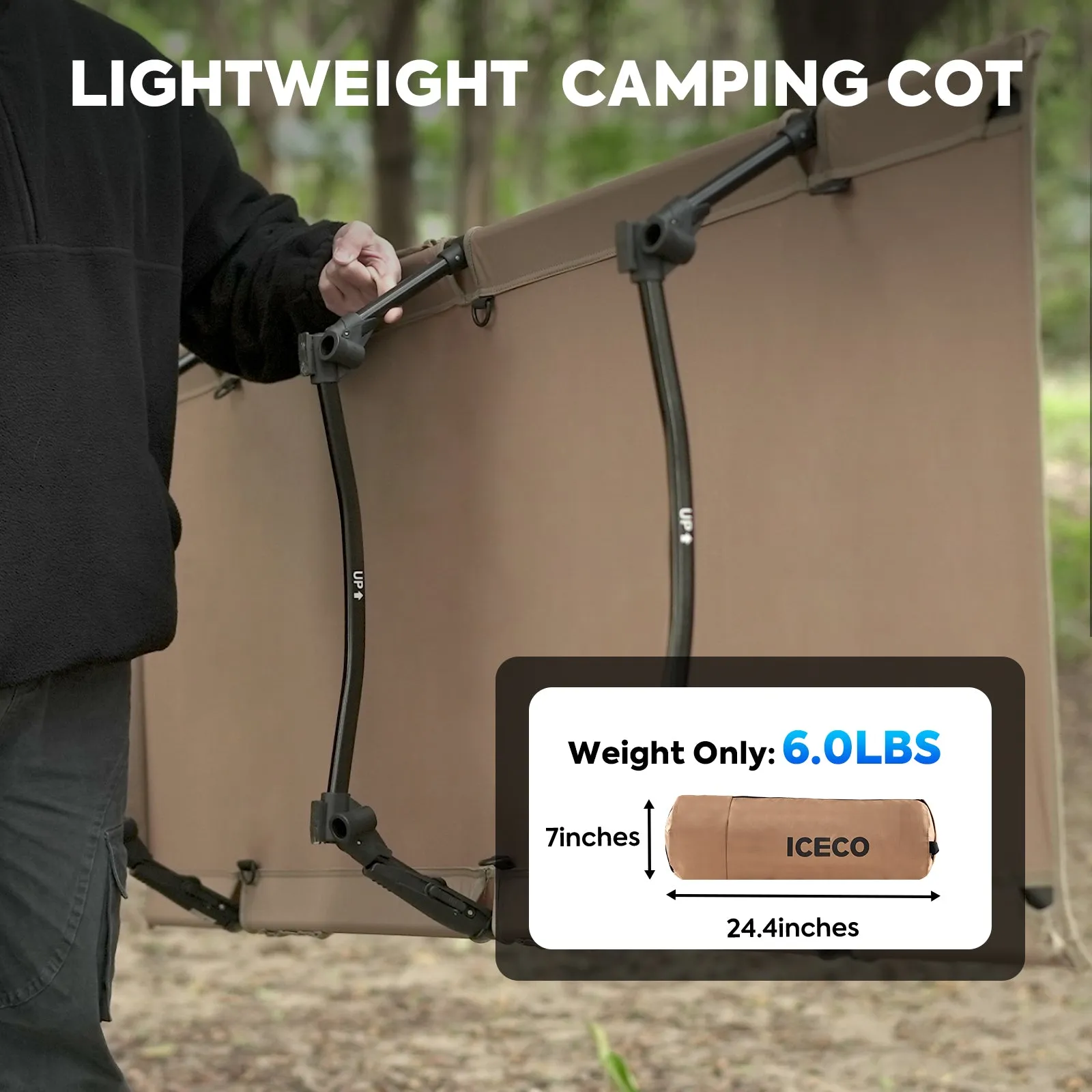Portable L Size Camping Cot khaki | ICECO