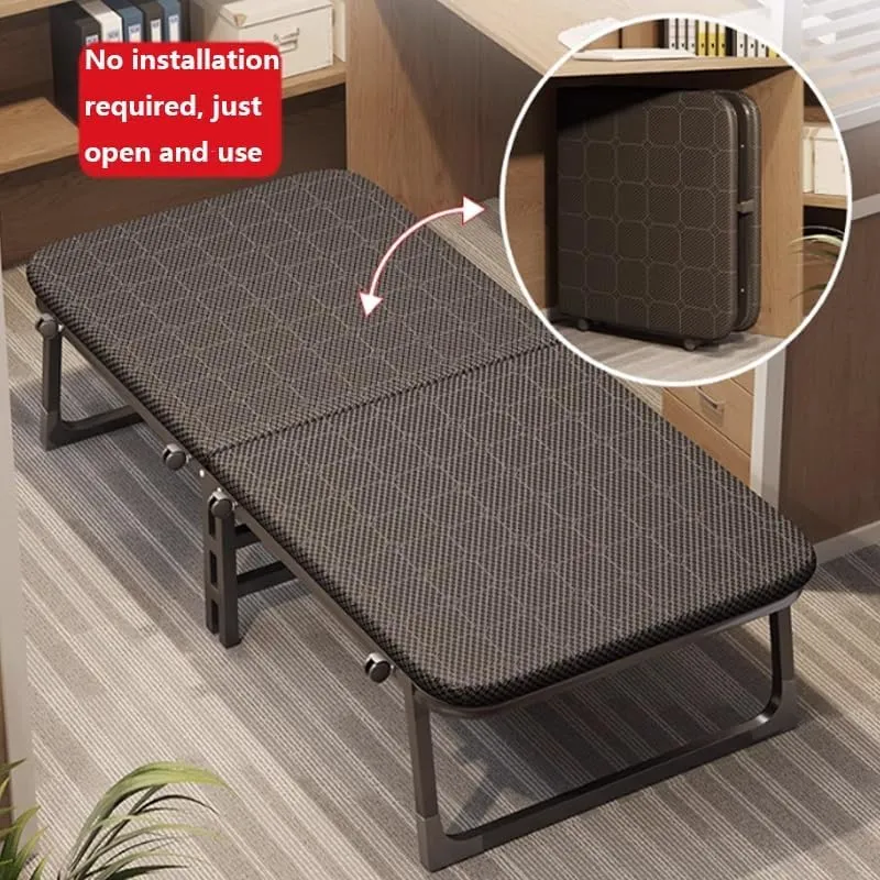 Portable Rollaway Guest Bed with 4 Wheels, Folding Bed with Sponge Mattress for Adults, Foldable Single Cot for Comfortable Sleeping, Strong Metal Frame(180 * 90 * 32cm)