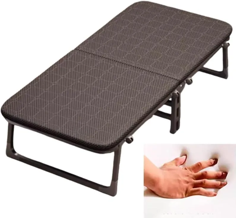 Portable Rollaway Guest Bed with 4 Wheels, Folding Bed with Sponge Mattress for Adults, Foldable Single Cot for Comfortable Sleeping, Strong Metal Frame(180 * 90 * 32cm)