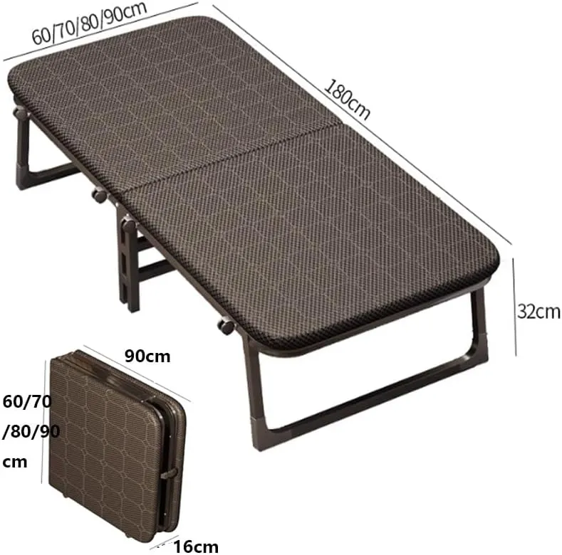 Portable Rollaway Guest Bed with 4 Wheels, Folding Bed with Sponge Mattress for Adults, Foldable Single Cot for Comfortable Sleeping, Strong Metal Frame(180 * 90 * 32cm)