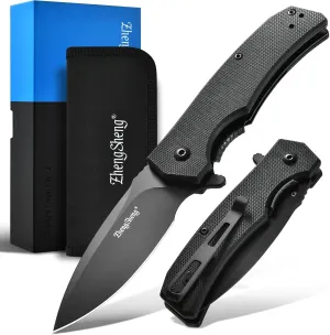 Praxis Pocket Knife, 2.9" D2 Steel Folding Knife with G10 Handle PVD Titanium Coating Blade Lightweight for every day carry.