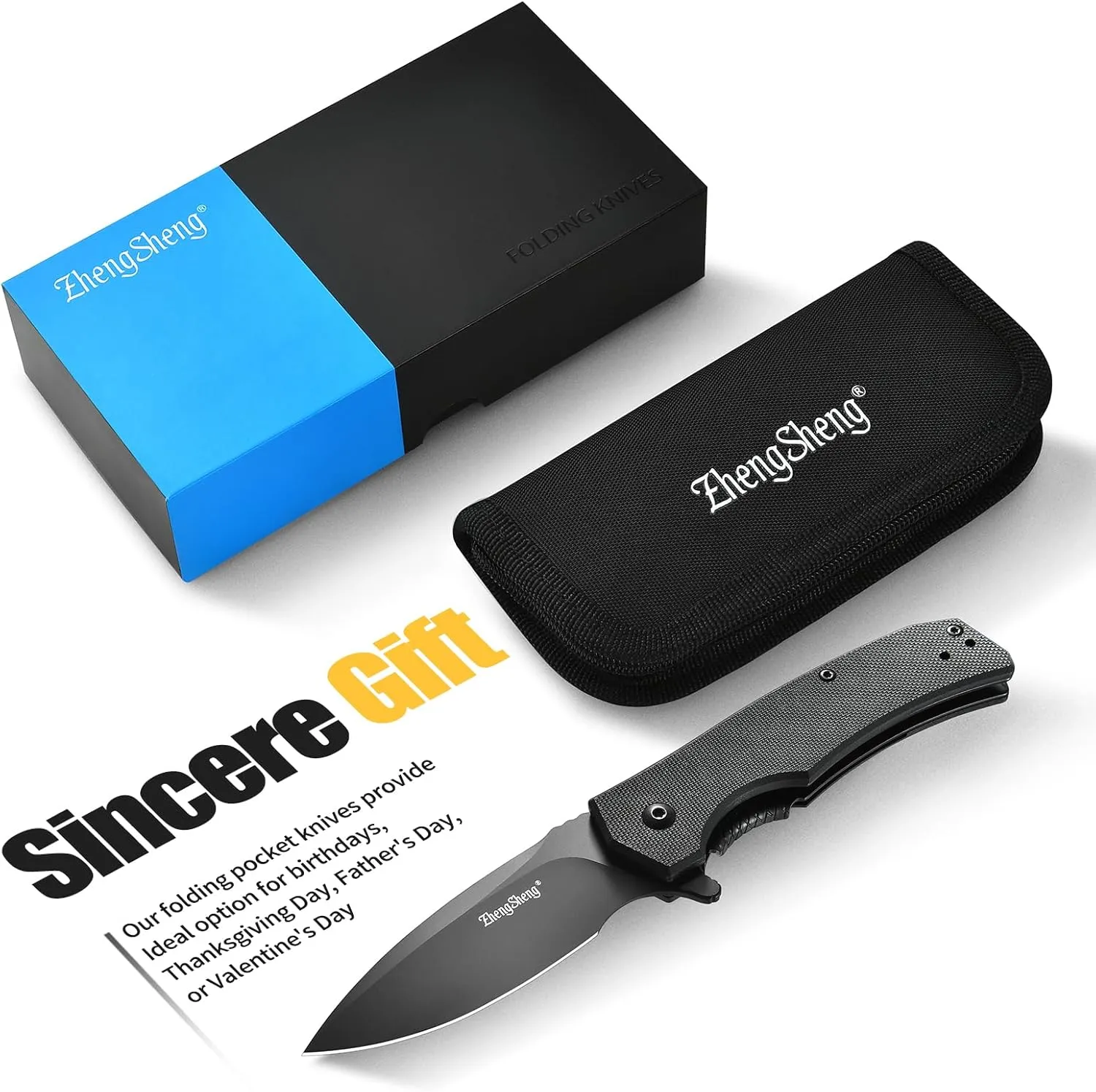 Praxis Pocket Knife, 2.9" D2 Steel Folding Knife with G10 Handle PVD Titanium Coating Blade Lightweight for every day carry.