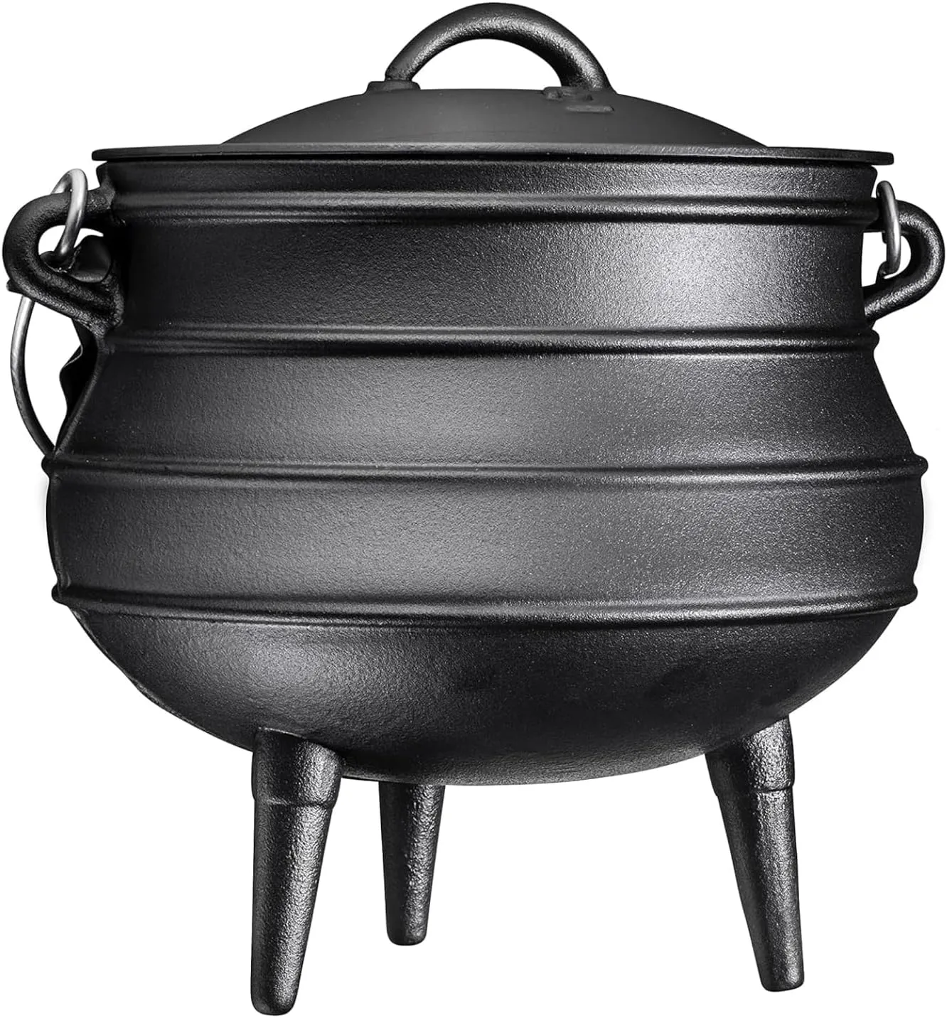 Pre-Seasoned Cast Iron Cauldron - Bruntmor African Potjie Pot with Lid - 3 Legs for Even Heat Distribution - Camping Dutch Oven Cookware for Over-The-Fire Cooking - 10 Quarts, X-Large
