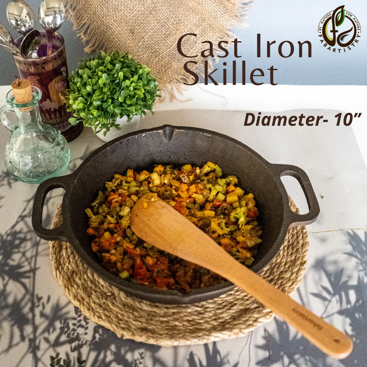 Pre-seasoned Cast Iron Kadai/Kadhai, 10 Inches, Black