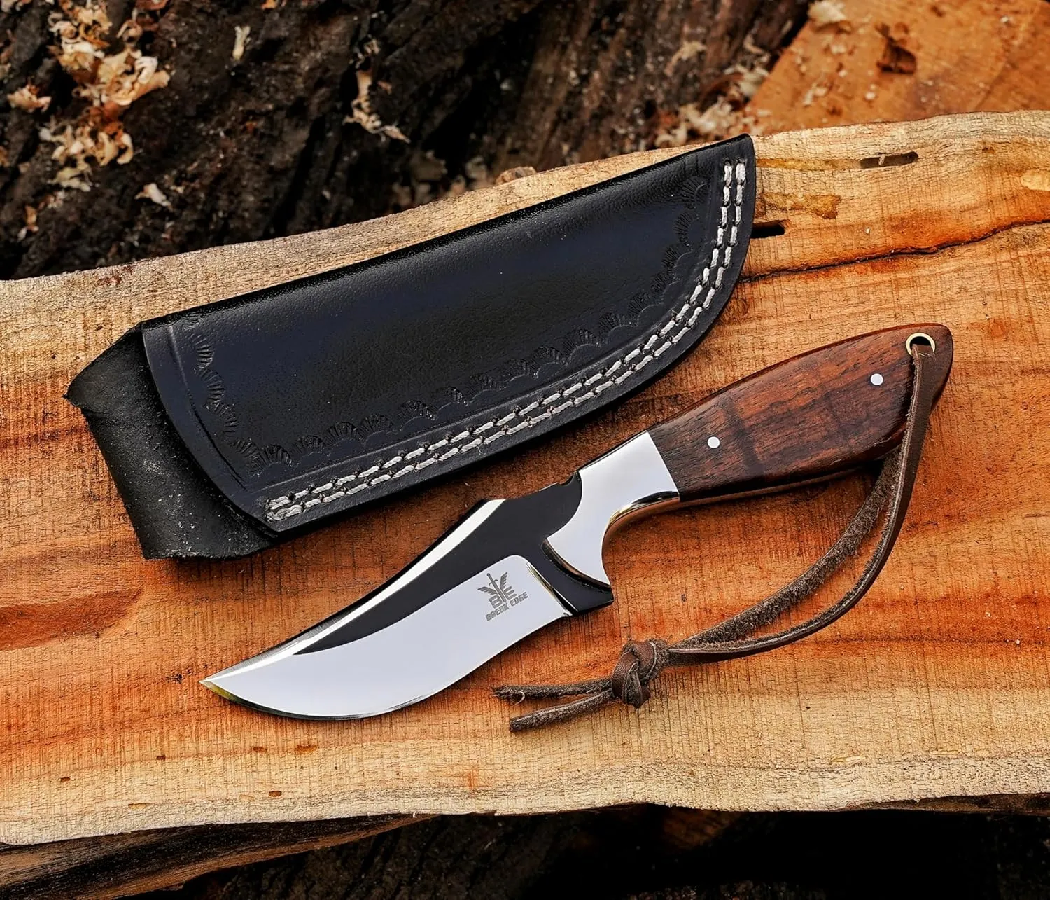 Premium Skinner Cow Boy Knife, Fixed Blade, Stainless Steel,Hunting Knife With Leather Sheath (Brown)
