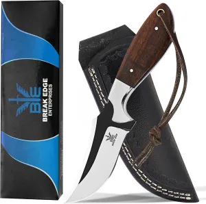 Premium Skinner Cow Boy Knife, Fixed Blade, Stainless Steel,Hunting Knife With Leather Sheath (Brown)