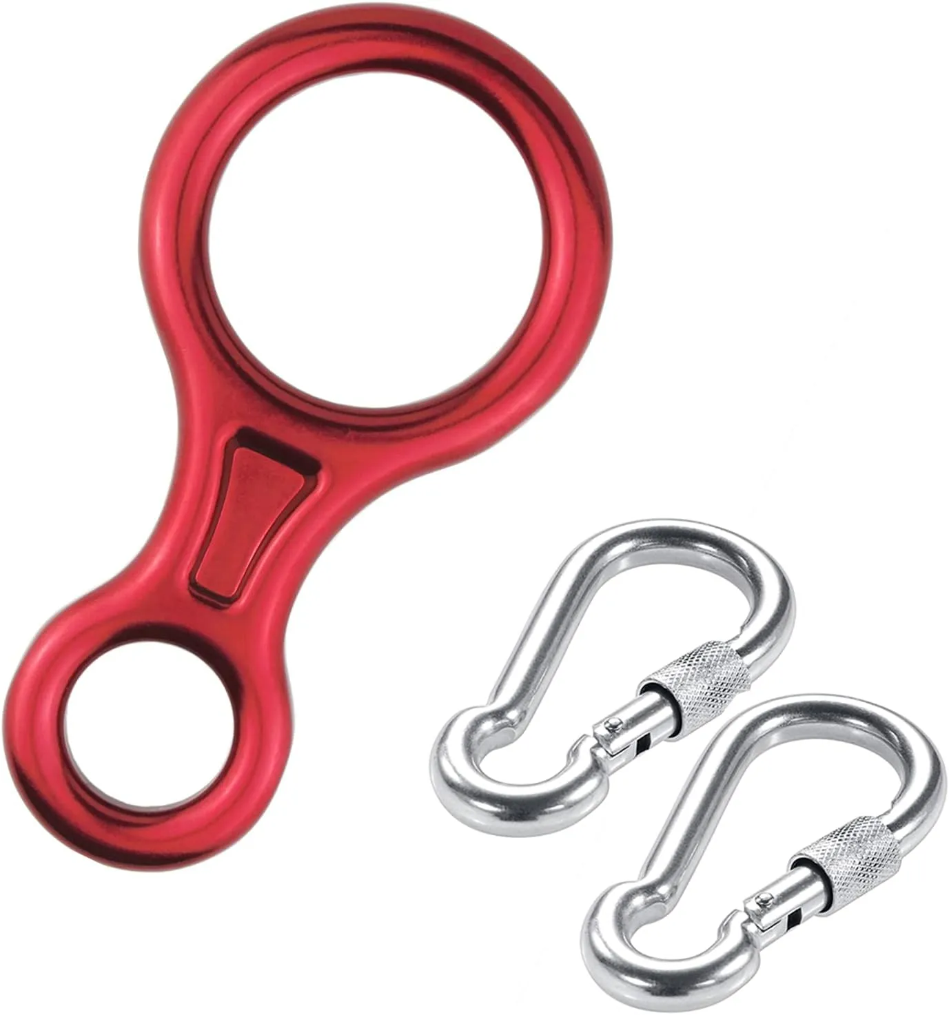 PROND Terminal 8 Descender with Locking Carabiners, 316 Stainless Steel Heavy Duty Screw Lock Carabiner Hooks, Aluminum Figure 8 Descender