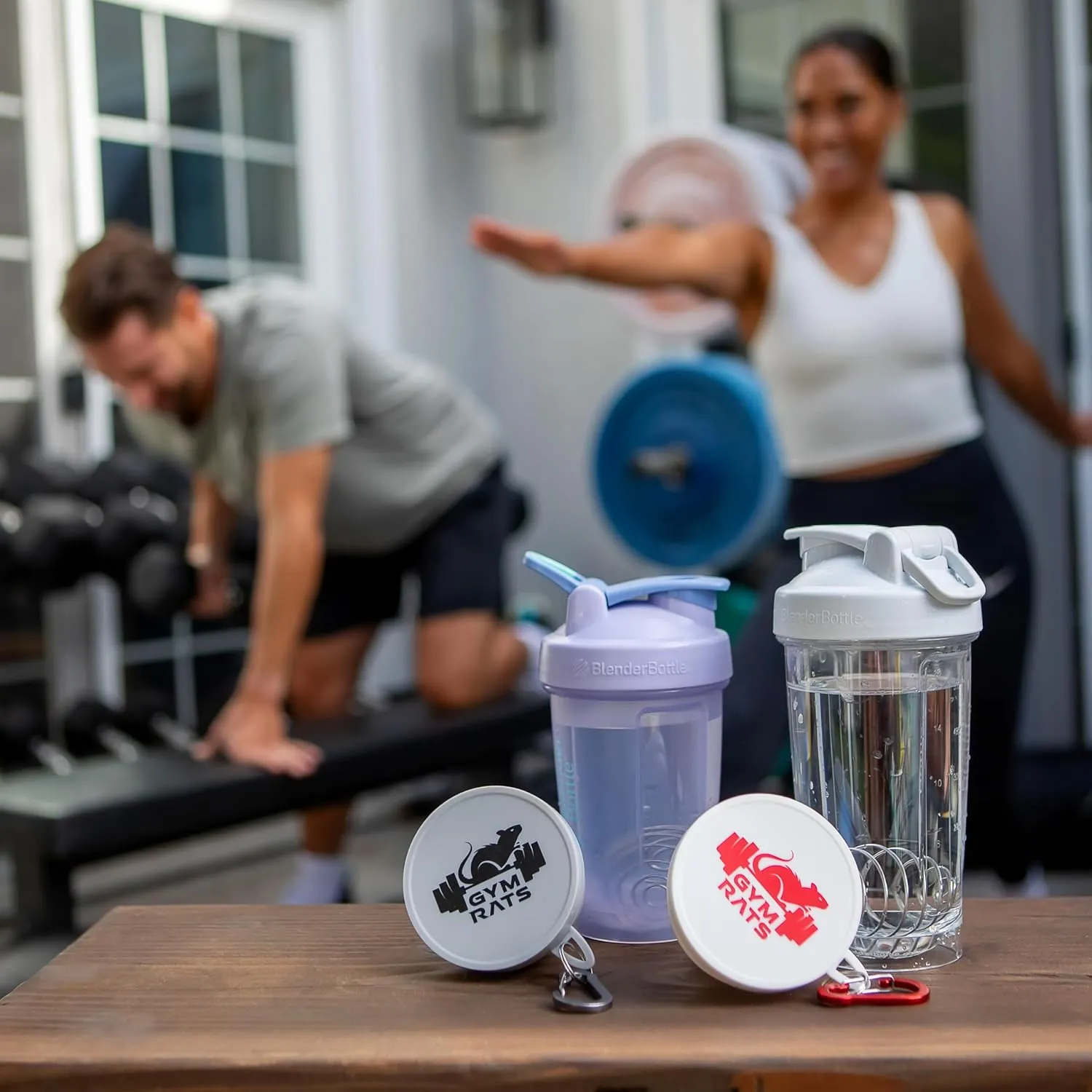 Protein Powder Funnel Set - Travel Protein Powder Container to Go with Carabiner & Reinforced Caps to Stop Spills - Protein & Pre Workout Powder Supplement Funnel for Bottles & Shakers - 4 Pack