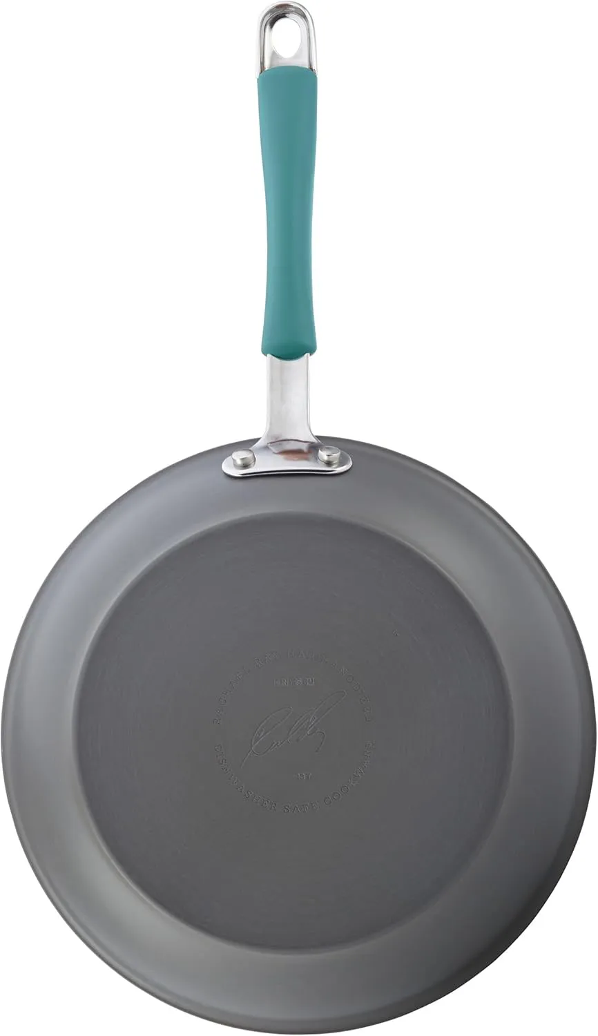 Rachael Ray 87643 Cucina Hard Anodized Nonstick Frying Pan Set / Fry Pan Set / Hard Anodized Skillet Set - 9.25 Inch and 11.5 Inch, Gray with Blue Handles