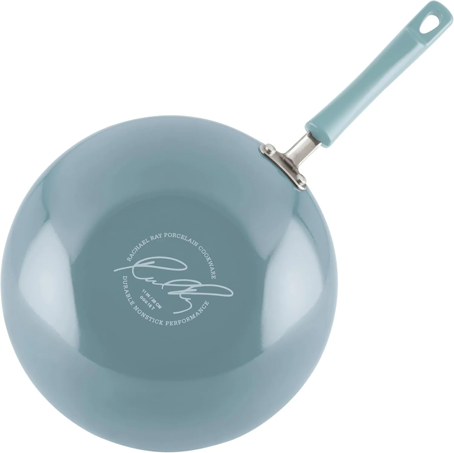 Rachael Ray Classic Nonstick Stir Fry Pan with Glass Lid, 11 Inch - Sky Blue