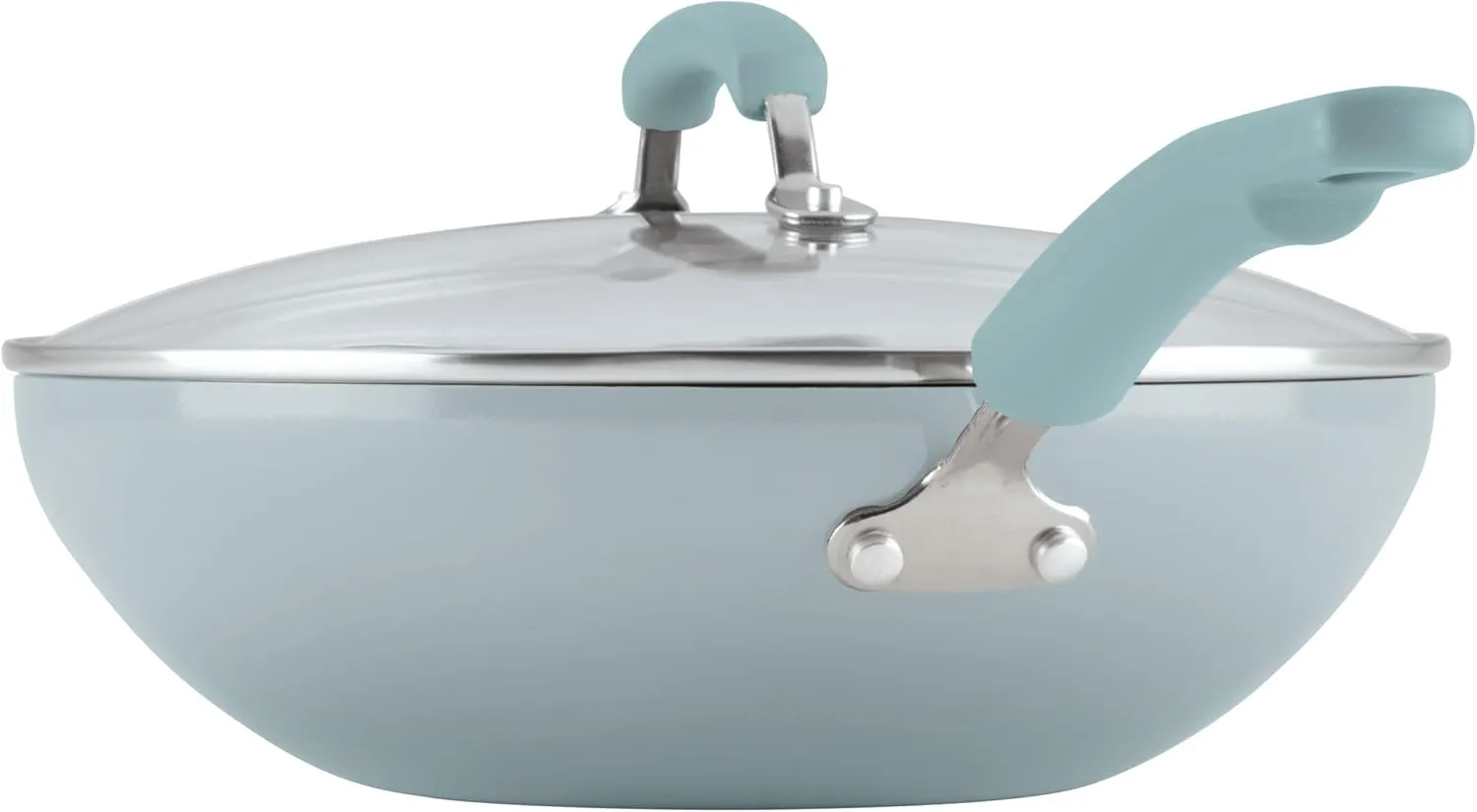 Rachael Ray Classic Nonstick Stir Fry Pan with Glass Lid, 11 Inch - Sky Blue