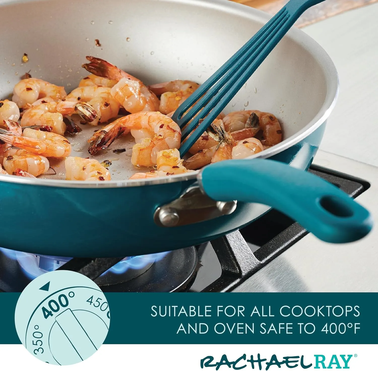 Rachael Ray Create Delicious Deep Nonstick Frying Pan / Fry Pan / Skillet - 12.5 Inch, Blue