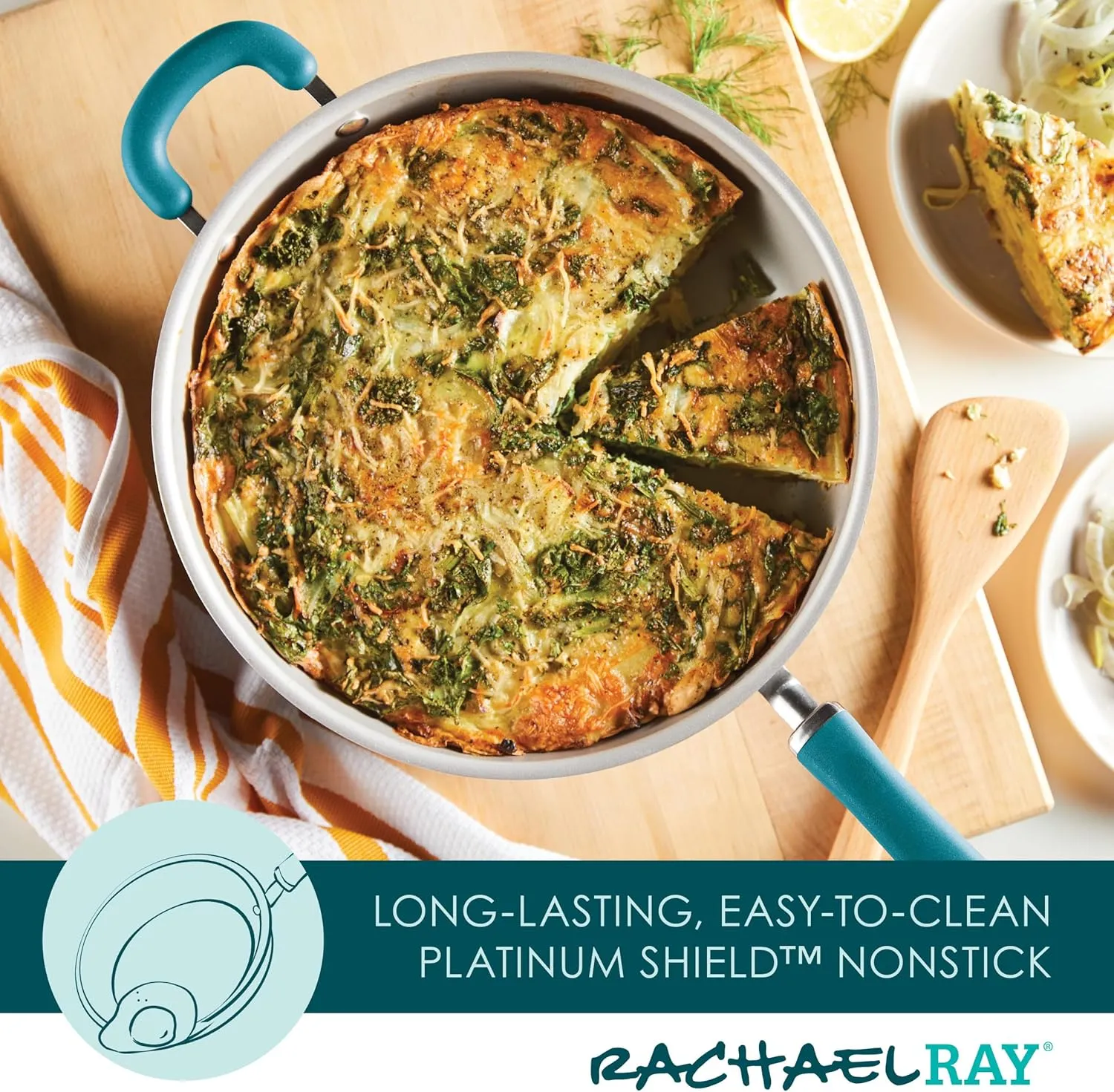 Rachael Ray Create Delicious Deep Nonstick Frying Pan / Fry Pan / Skillet - 12.5 Inch, Blue