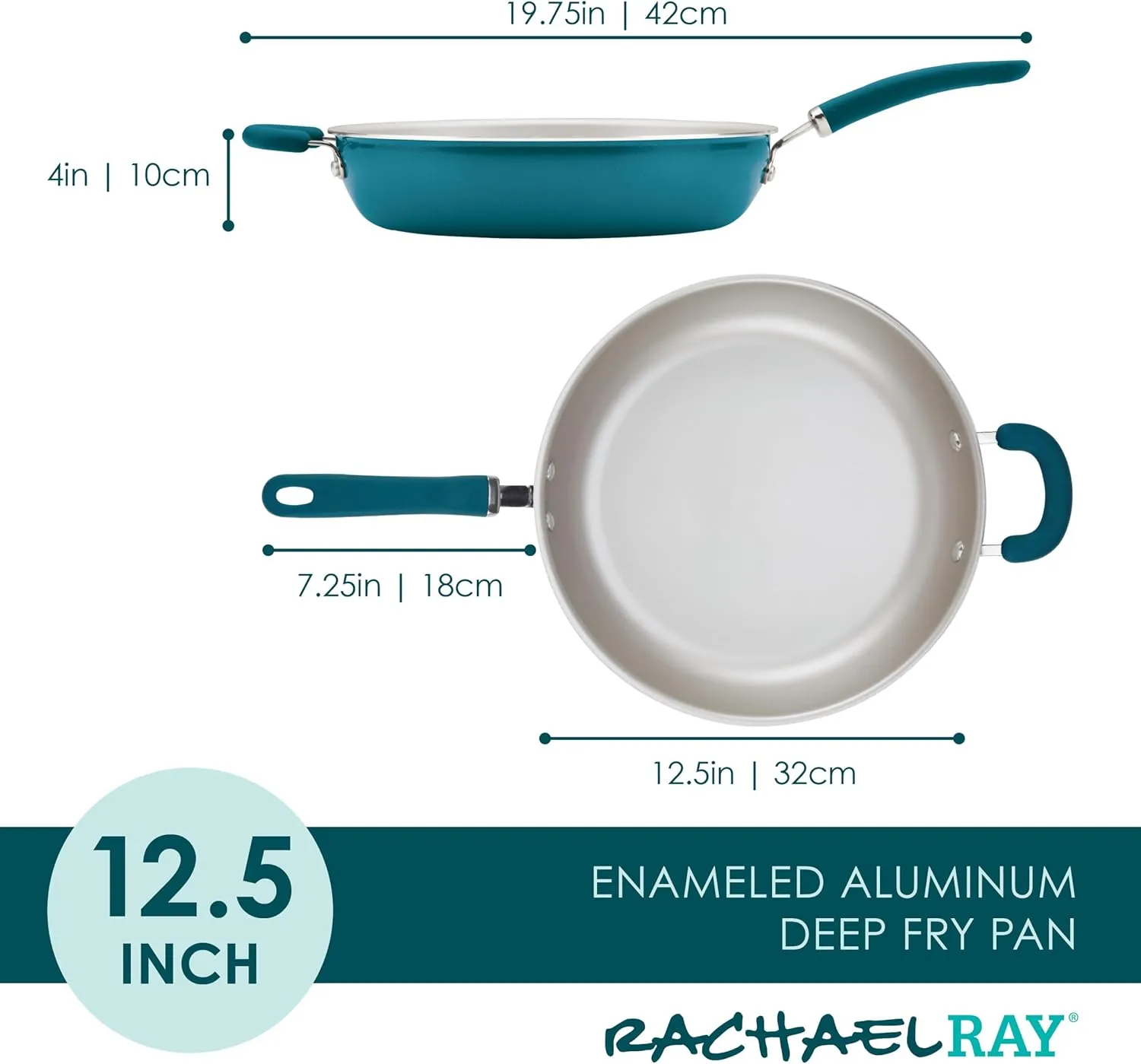 Rachael Ray Create Delicious Deep Nonstick Frying Pan / Fry Pan / Skillet - 12.5 Inch, Blue